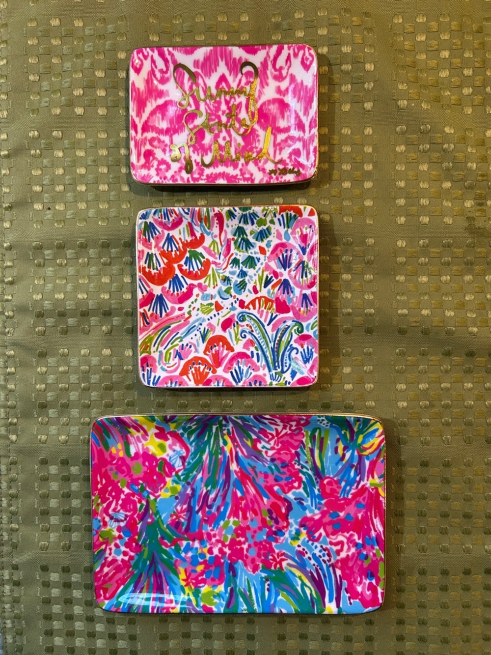 Lilly Pulitzer Pink Multicolor Floral Trinket Tray Set